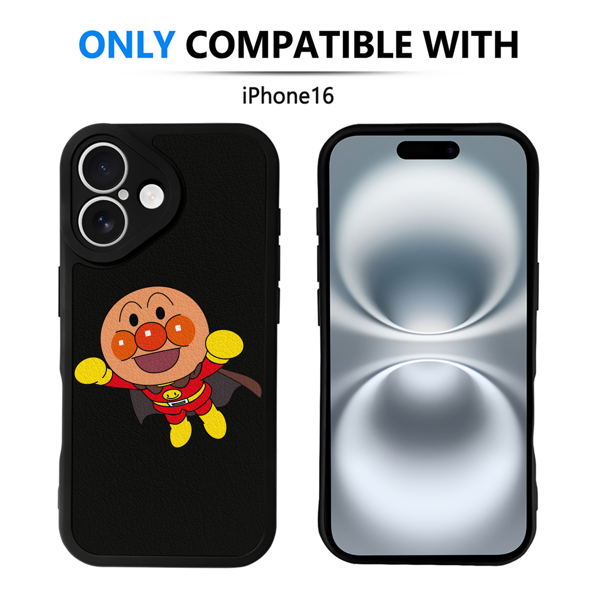 （画像用） アンパンマン Anpanman 【iPhone 16シリーズ対応】シリコンスマホケース（レザー調） 材質：シリコン
